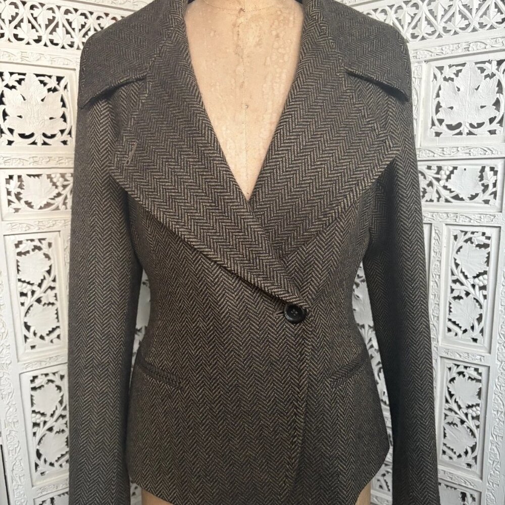 Max Mara Brown Herringbone Wool Jacket